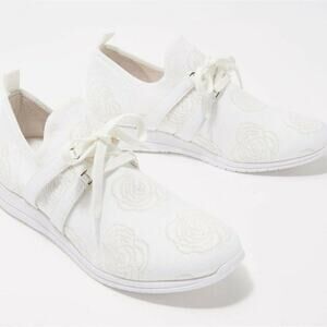 Isaac Mizrahi Live! Floral Stretch Fly Knit Sneaker Size 5